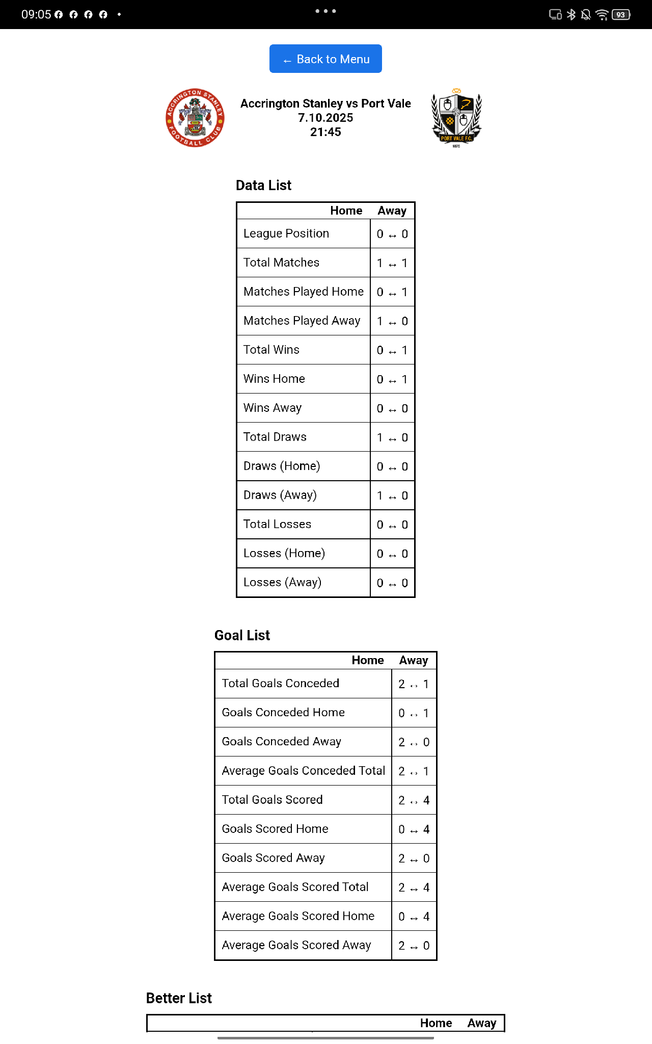 Follow Football Stats
